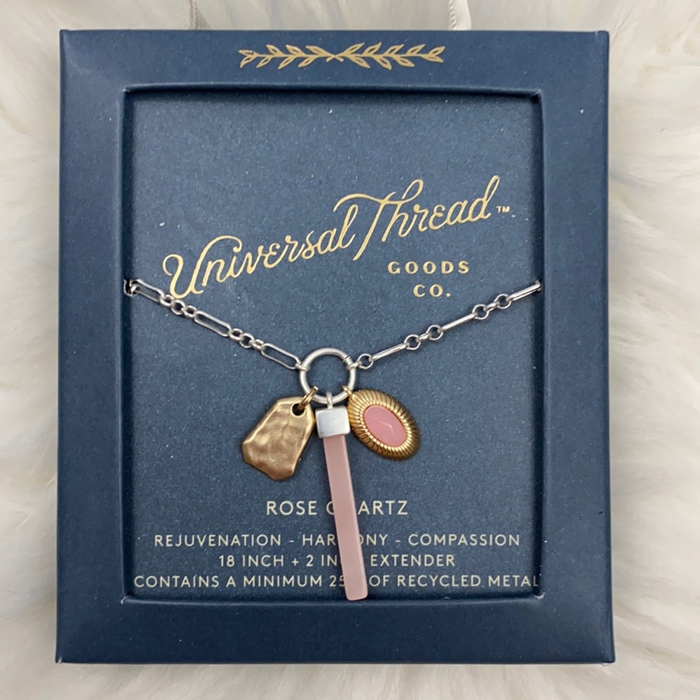 💖HP💖 Universal Thread Silver Rose Quartz Necklace